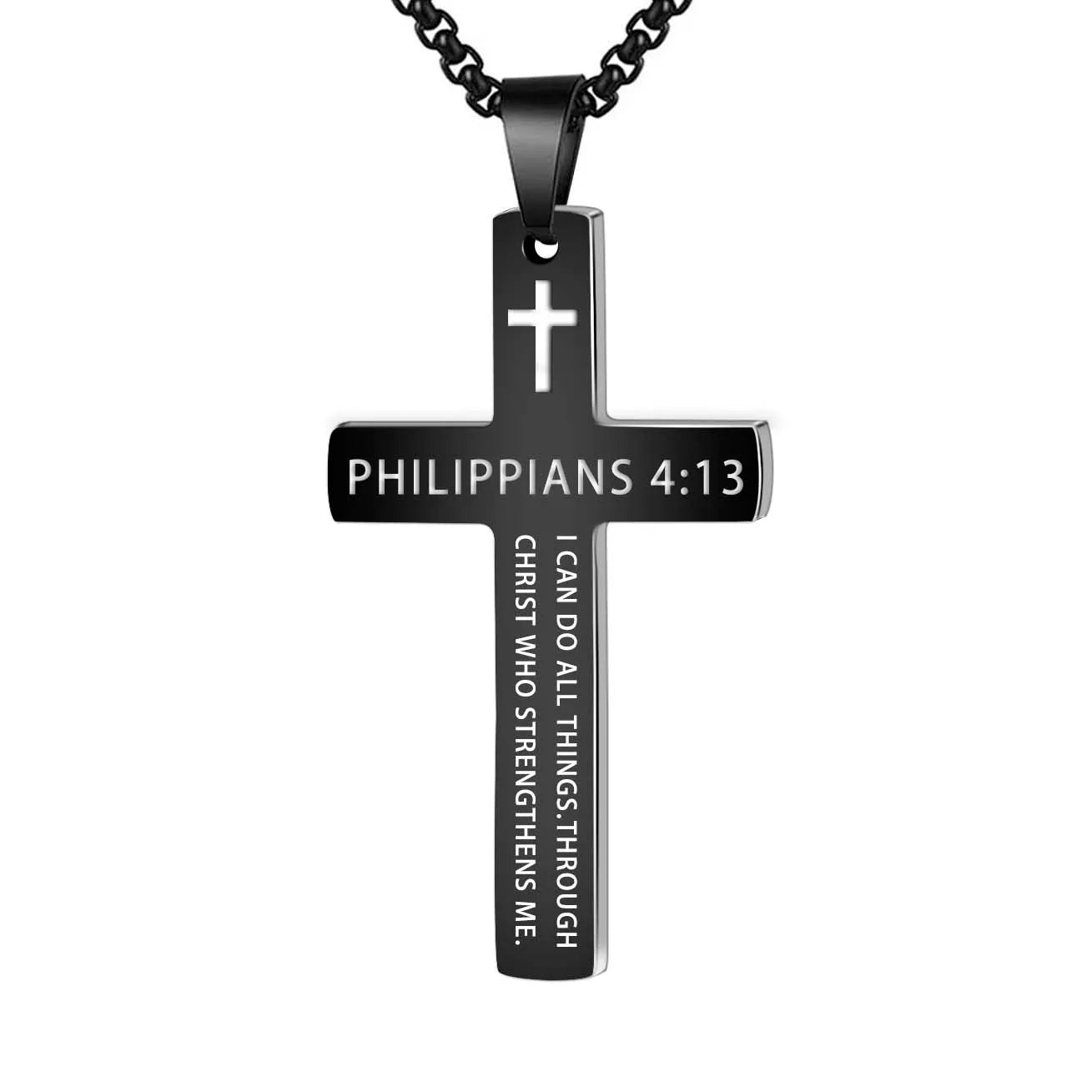 Collar de acero inoxidable minimalista espiritual para hombre con cruz de Jesús