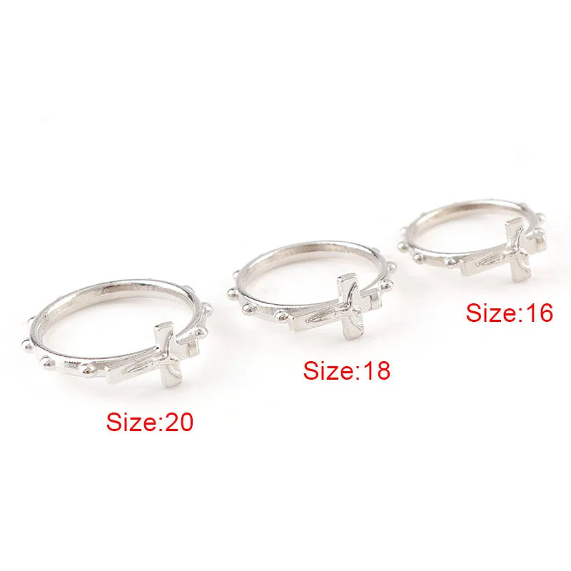 Conjunto de anillos religiosos con cruz, 12 piezas/paquete, color plata. Anillo de boda católico, anillo de crucifijo católico, joyería religiosa para bodas, regalos.