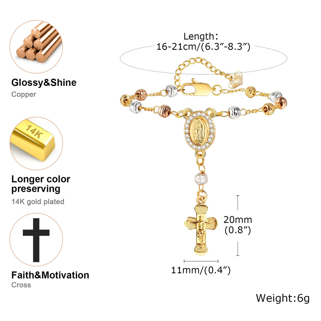Pulsera de la Santísima Virgen María (Baño en oro 14k)