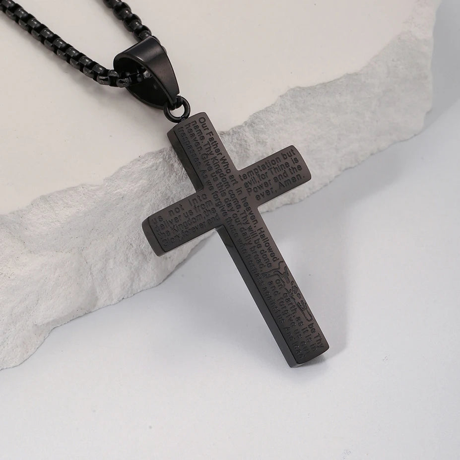 Collar de acero inoxidable minimalista espiritual para hombre con cruz de Jesús