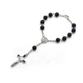 Pulsera Rosario Católica con Cruz y Cuentas Negras
