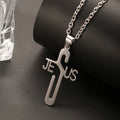 Collar de acero inoxidable minimalista espiritual para hombre con cruz de Jesús