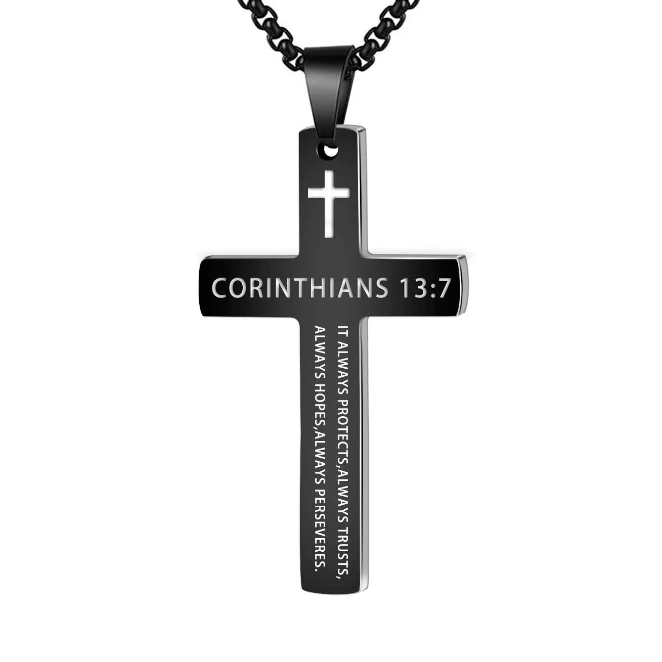 Collar de acero inoxidable minimalista espiritual para hombre con cruz de Jesús