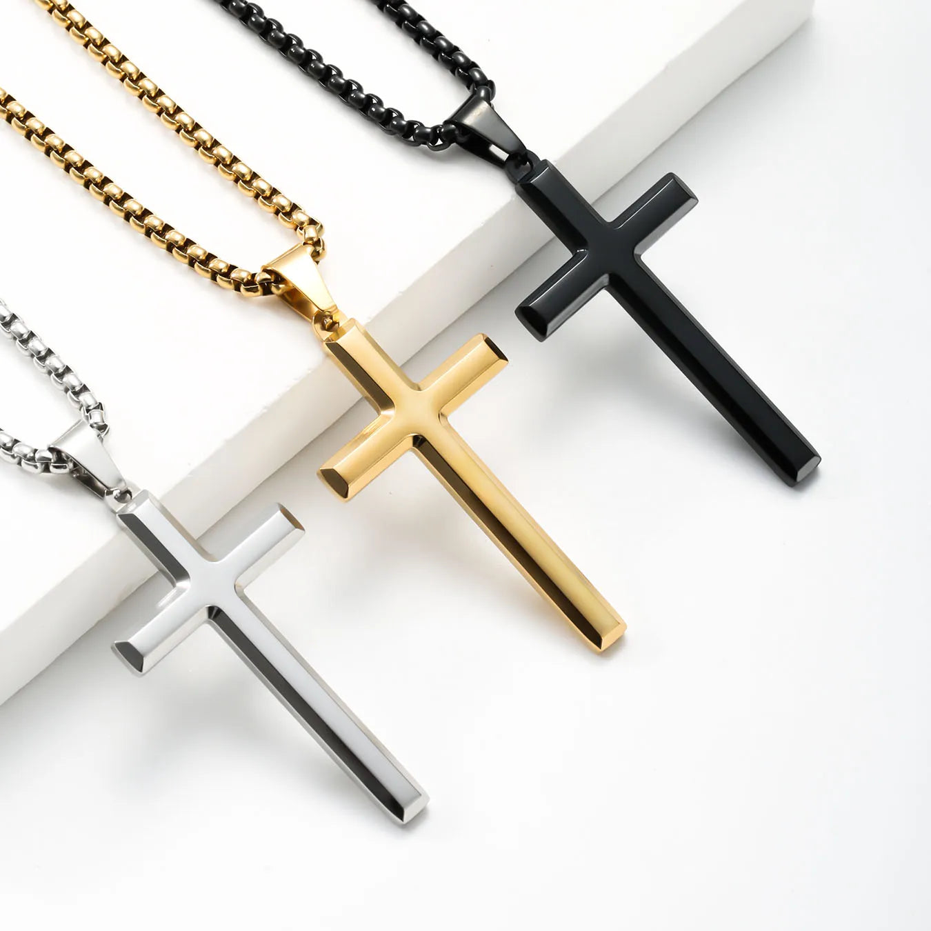 Collar de acero inoxidable minimalista espiritual para hombre con cruz de Jesús