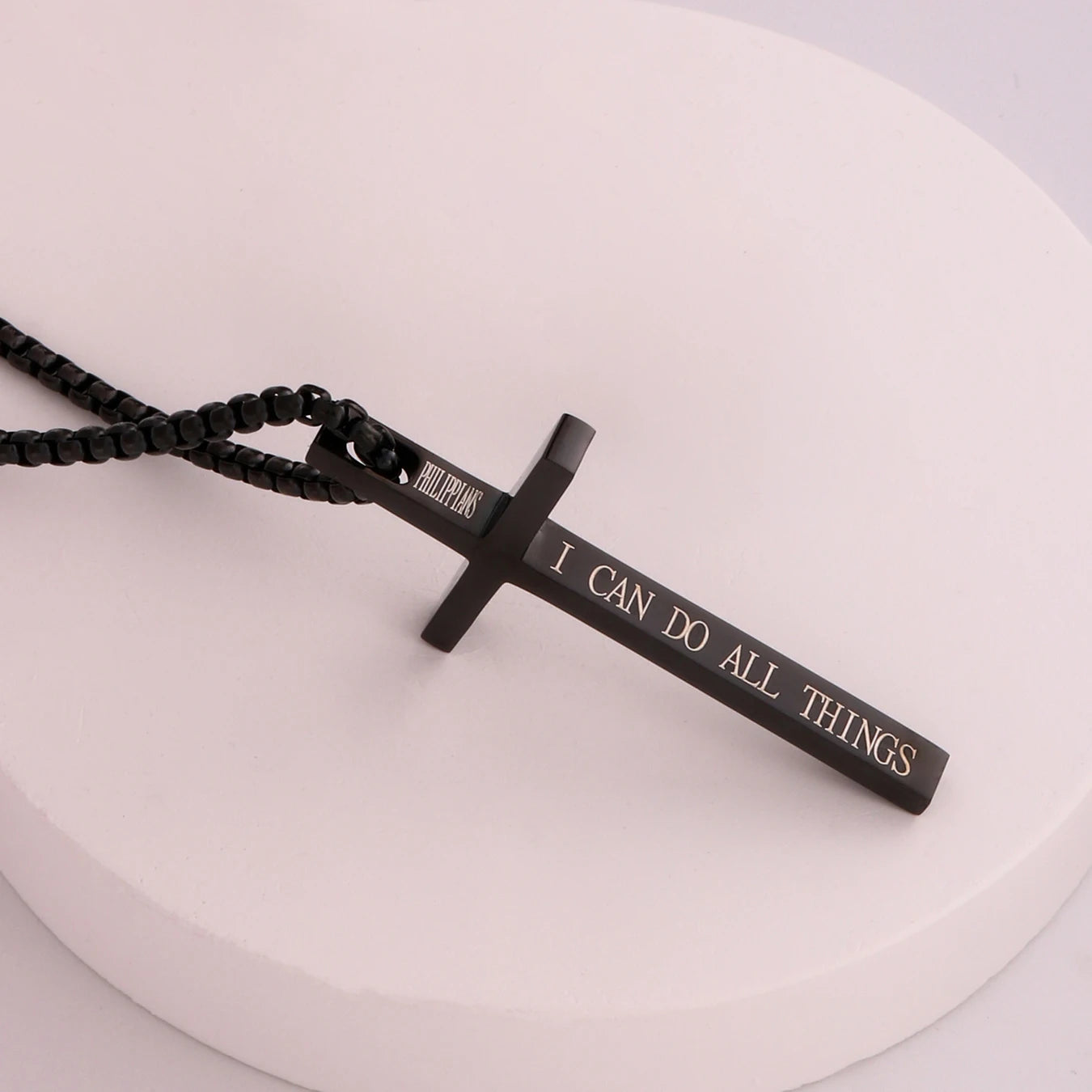 Collar de acero inoxidable minimalista espiritual para hombre con cruz de Jesús
