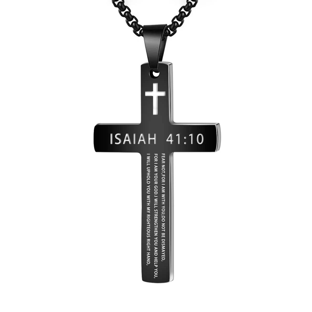 Collar de acero inoxidable minimalista espiritual para hombre con cruz de Jesús