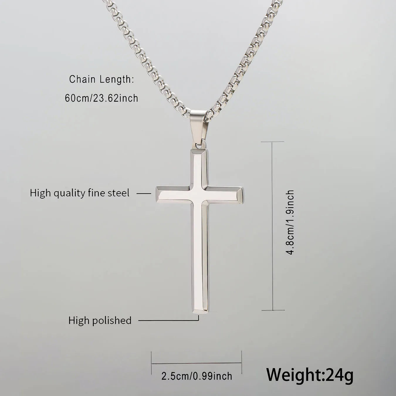 Collar de acero inoxidable minimalista espiritual para hombre con cruz de Jesús