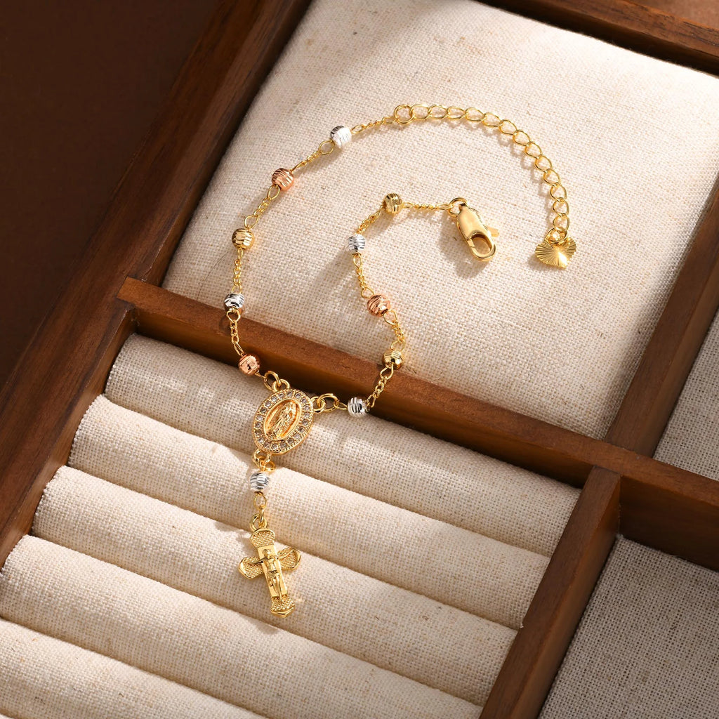 Pulsera de la Santísima Virgen María (Baño en oro 14k)