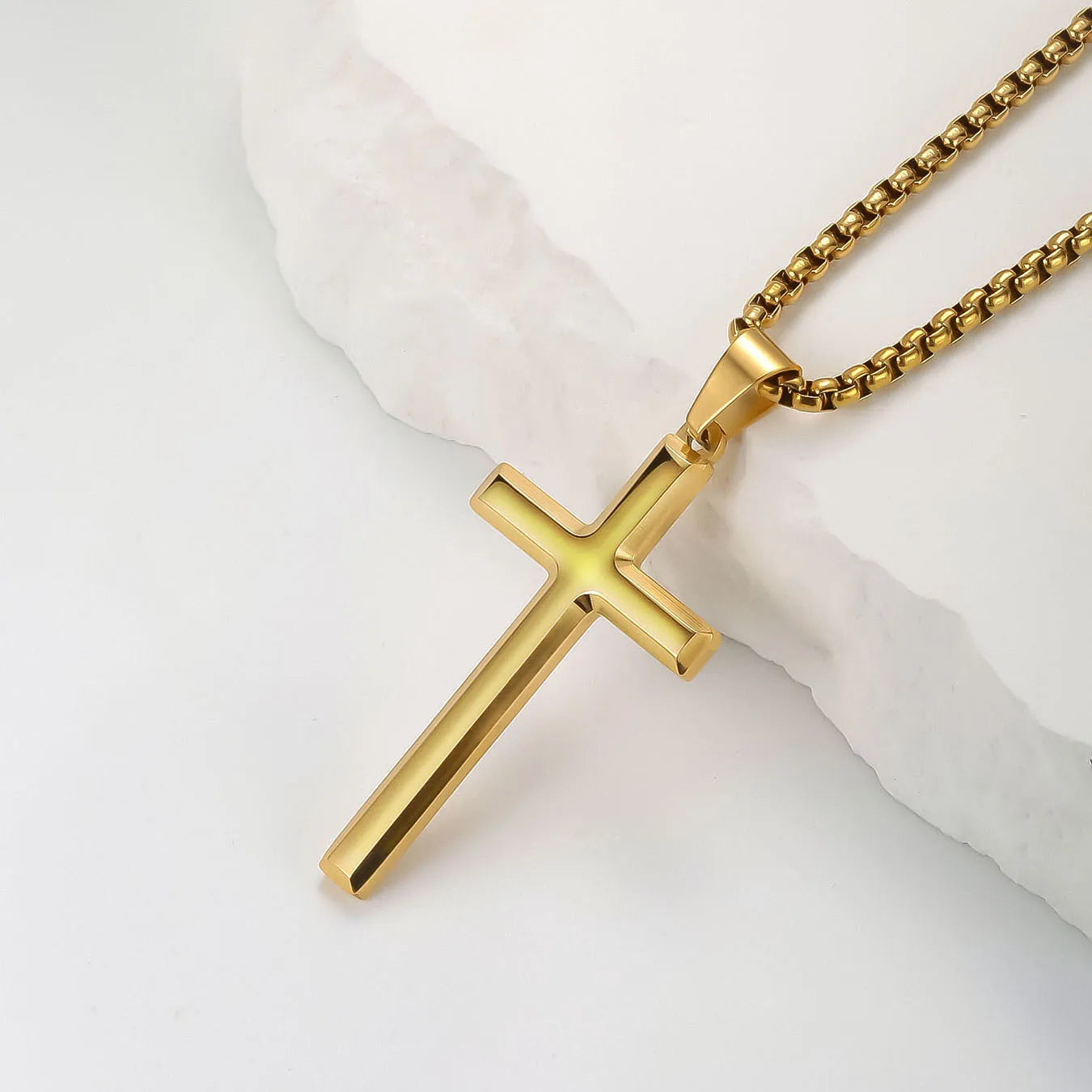 Collar de acero inoxidable minimalista espiritual para hombre con cruz de Jesús