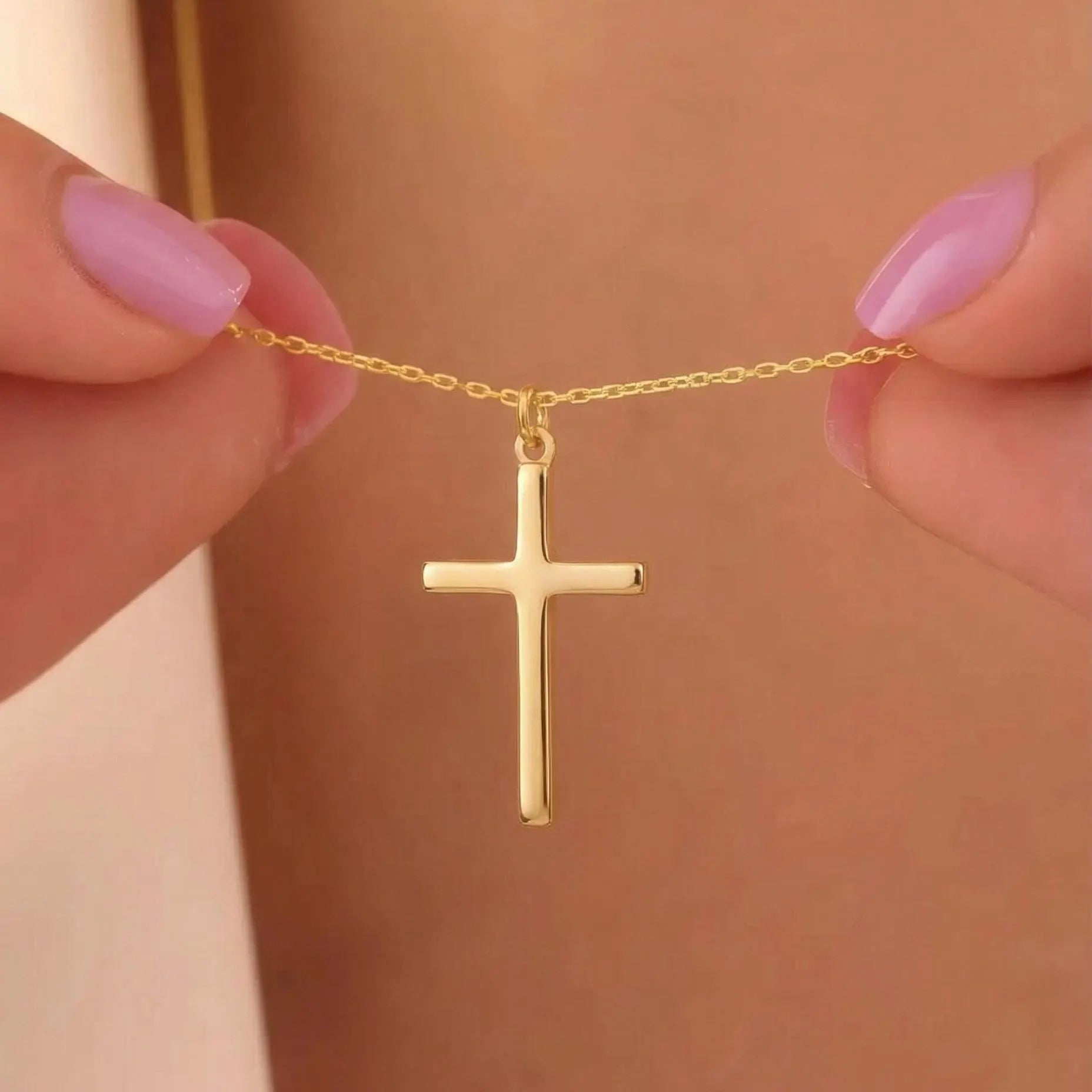 Collar con cruz de oro macizo de 14 quilates: Regalo de joyería religiosa