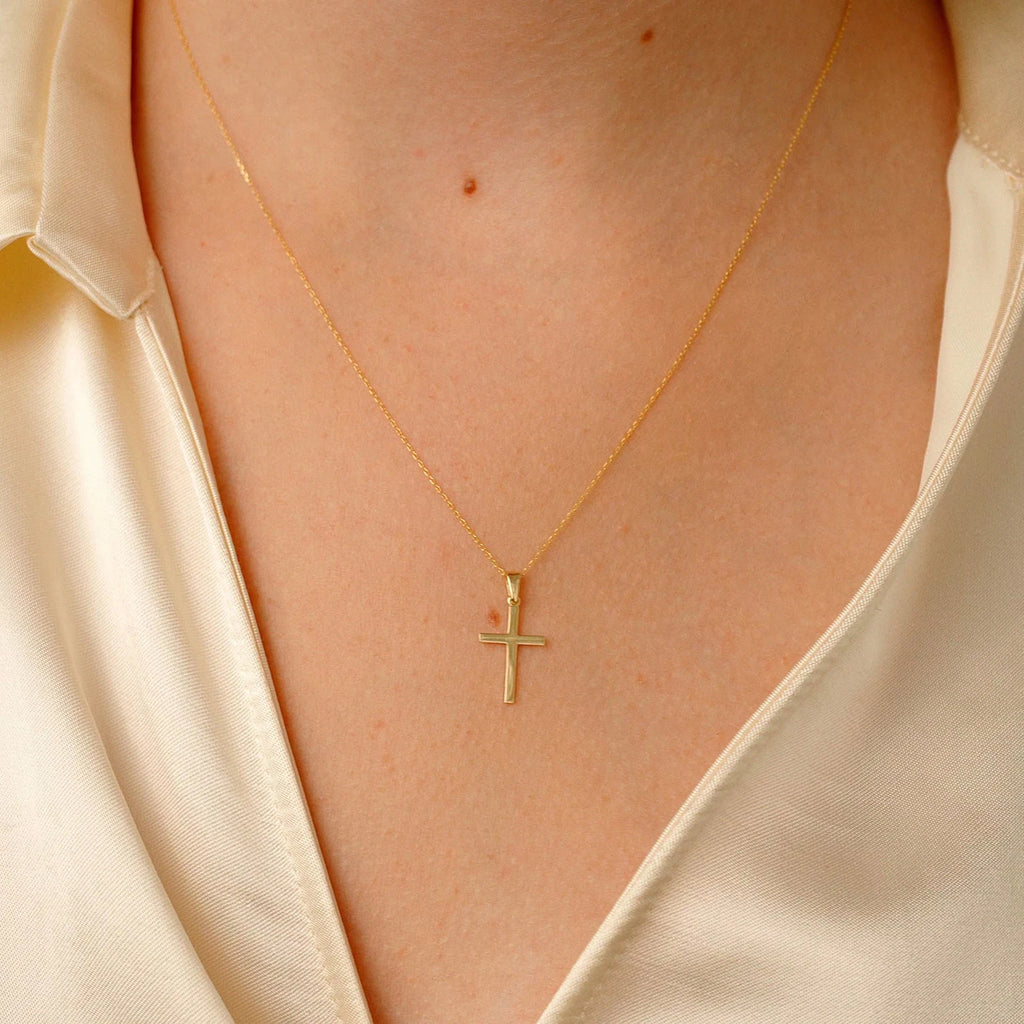 Collar con cruz de oro macizo de 14 quilates: Regalo de joyería religiosa