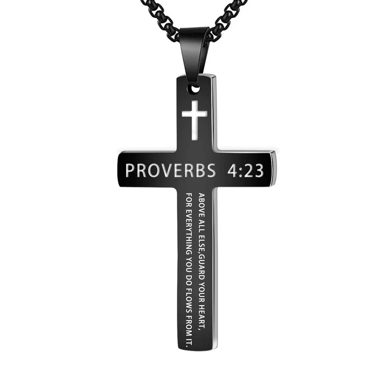 Collar de acero inoxidable minimalista espiritual para hombre con cruz de Jesús