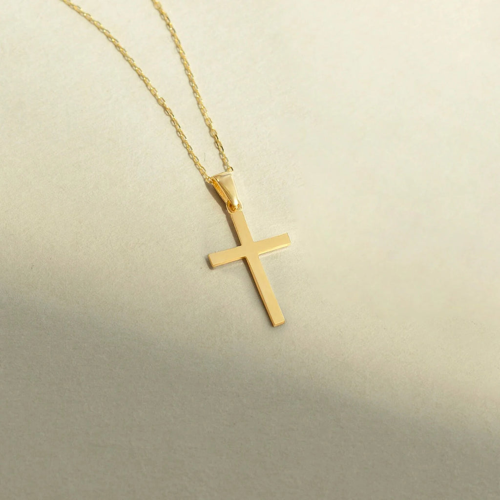 Collar con cruz de oro macizo de 14 quilates: Regalo de joyería religiosa