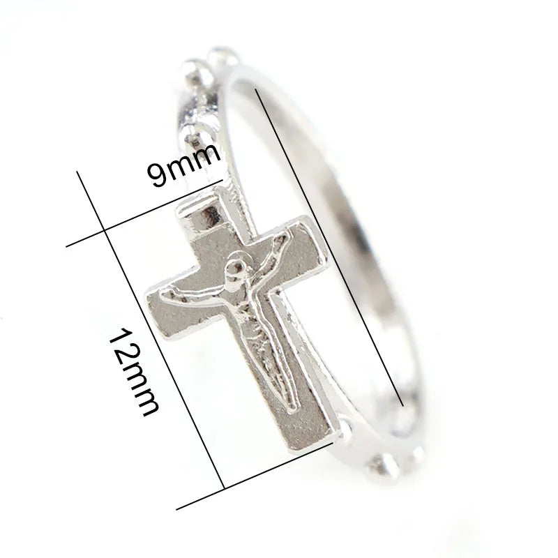 Conjunto de anillos religiosos con cruz, 12 piezas/paquete, color plata. Anillo de boda católico, anillo de crucifijo católico, joyería religiosa para bodas, regalos.