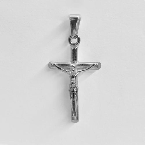 Collar con colgante de cruz de Jesús en acero inoxidable chapado en oro de 18 quilates para hombre y mujer, joyería religiosa impermeable.