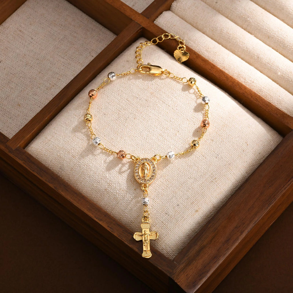 Pulsera de la Santísima Virgen María (Baño en oro 14k)