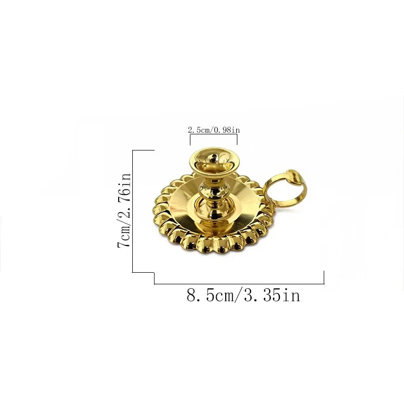 Nuevo candelabro ortodoxo de mano chapado en oro estilo vintage con asa para liturgia, altar doméstico y oración.