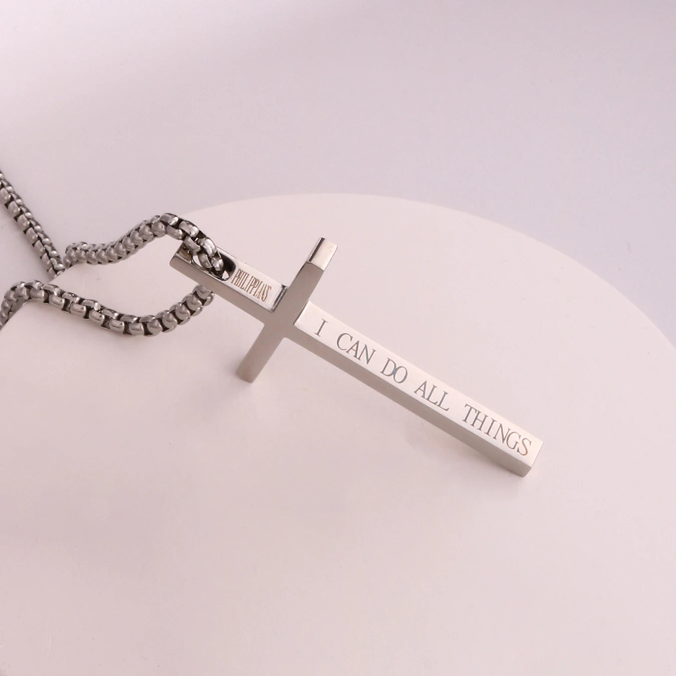 Collar de acero inoxidable minimalista espiritual para hombre con cruz de Jesús